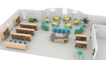 Library with round tables for groups