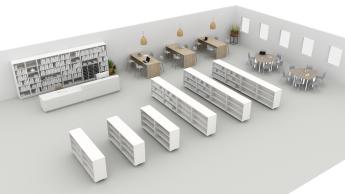 Library with large transaction desk