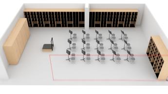 Music classroom with seats arranged in rows