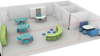 3D view of special education classroom